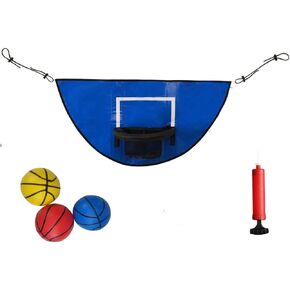 Trampoline Basketball Hoop with Pump and Mini Ball Easy to Assemble Sturdy for Dunk Fit (Blue)