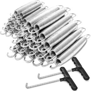 PARTYSAVING |20 Pack| / |40 Pack| 7" Silver Trampoline Spring Galvanized Steel Replacement with Free T-Hook for Skywalker, JumpKing, Upperbounce, Skybound