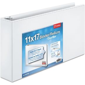 Cardinal 22142 Clearvue D-Ring Binders, 11-Inch x17-Inch, 3-Inch Capacity, White