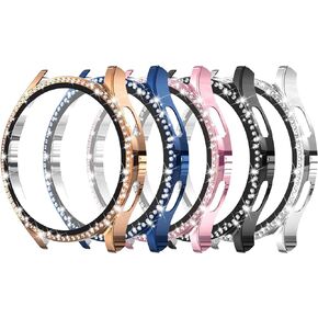 Simpeak 5-Pack Bling Screen Protector Case Compatible with Samsung Galaxy Watch 6 40mm 2023, HD Full Protection Bumper Case Cover Compatible with Galaxy Watch 6 40mm,Black,Silver,Gold,Blue,Rose Pink