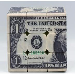 Speed Cube 3x3 One-Dollar Notes Bill Pattern Magic Cube Puzzle,IQ Games Puzzles Relief Effect Teens Adult Toys,5.6cm/2.2" creative
