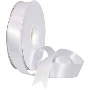 Morex Ribbon 08822/50-029 Double Face Satin Ribbon 7/8" X 50 YD White Ribbon for Gift Wrapping, Birthday Gift Cards, Satin Dress for Women, Silk Ribbons for Crafts, Wedding Gifts for Couple