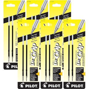 Pilot Dr. Grip Ballpoint Ink Refill, 2-Refills for Retractable Pens, Fine Point, 6-Pack, Black Ink (77210)