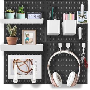 EVDBOBO Wall Organizer Peg Board - Elevate And Declutter Your Gaming And Office - Create A Perfectly Structured Space(Black)