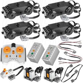 Habow 38Pcs Power-Function Technic-Parts Kit Train-Motor IR Speed Remote Control Battery Box IR Receiver Extension Wire Light Cord Control Switch Compatible with Lego-Motor-Kit.