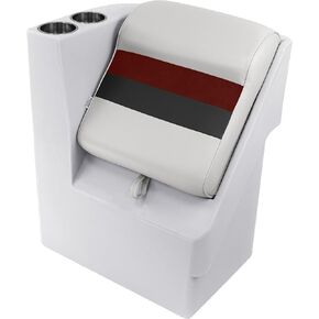 Wise 8WD1305L-1009 Deluxe Series Pontoon Left Lean Back Recliner Section, White/Red/Charcoal
