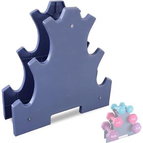 Balelinko 3 Tier Dumbbell Rack Stand, Compact Free Weight Dumbbell Holder for Home Gym Organization (Weights Not Included),Blue