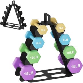 ZHSX Dumbbell Rack 4 Tier,A-Frame Black Metal Dumbbell Rack Stand Only Dumbbell Holder with Handle Small Weight Tree Compact Workout Storage Organizer Free Weights Rack for Home Gym