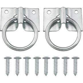 2inch Hitching Ring ZZLZX 2 Set 2-in Hitch Ring with Plate, Wall Mount Hitching Ring Hooks with Screws, Cross Tie Plate with 2inch Cross Tie Ring, International Equestrian Cross Tie Ring