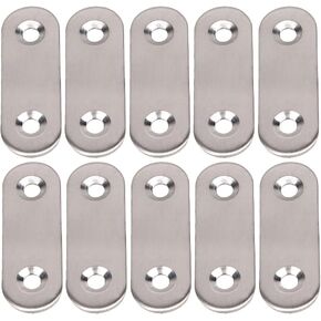 BQLZR Stainless Steel 2 Holes Flat Corner Brace Plate Connector 47x15.5x5mm Pack of 10