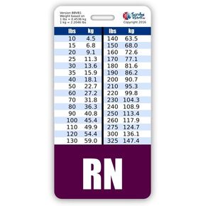 RN Badge Buddy Vertical w/Height & Weight Conversion Charts (Navy Blue)