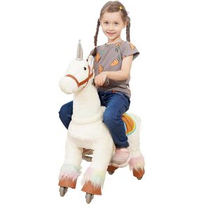 PonyFunny Ride on Toy Unicorn Pony Rocking Horse Ride On Horse Mechanical Walking Cycle Giddy Up Cowboy! Small Size for Ages 3-6