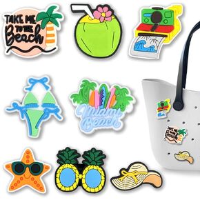 Yanvowes Mom Life Dog Summer Charms لحقيبة Bogg، حقائب اليد المطاطية البلاستيكية إدراج الملحقات الساحرة لحقيبة اليد حقيبة حمل الشاطئ
