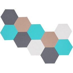 10Pcs Hexagon Felt Board Tiles Wall Cork Board (Large), Adhesive Felt Bulletin Pin Memo Board for Photos Pictures Office (ColorA Large)