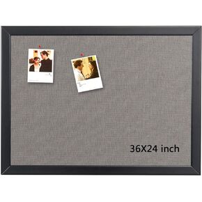Gideal Large Bulletin Board 36 x 48 Inch, 100% Wood Framed Canvas Cork Board for Office with Grey Fabric, Wall Mounted Notice Board for Home School Office Decor