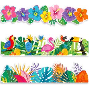 Bulletin Board Border Trim Spring Borders Summer Bulletin Board Borders Animal Print Colorful Removable Blackboard Border for School Offices Classroom Decor (Tropical Style, 71 ft in Length)