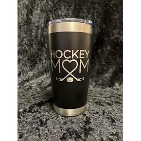 كوب Maverick Advantage Hockey Mom - كوب أسود سعة 20 أونصة مع غطاء قفل منزلق - هدية للأم - هدية الهوكي