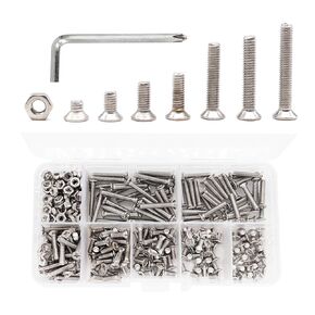 binifiMux 360pcs M3 Countersunk Flat Head Phillips Machine Screws and M3 Hex Nuts Kit, 4mm/ 6mm/ 8mm/ 10mm/ 12mm /16mm / 20mm, 304 Stainless Steel