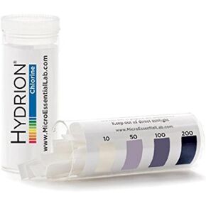 Professional Grade Hydrion Chlorine Test Strips (CM-240V) Plus Dispenser/Chart, 10-200, PPM
