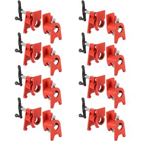 FLKQC 3/4" Wood Gluing Pipe Clamp Set with Unique Foot Design Red Heavy Duty Bar Clamps Cast Iron Quick Release Pipe Clamp Tools for Woodworking (8)