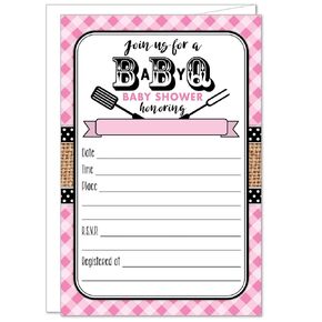 20 Baby Q Girl Baby Shower BBQ Invitations with Envelopes - Pink