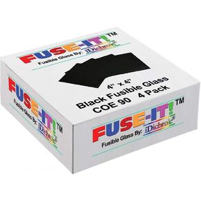 4 inch Black Glass Fusible Squares 90COE - 4 Pack in Kuwait