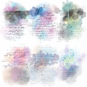 Colored Script Overlay Rice Paper, 8 x 10.5 inch - 6 x Different Printed Mulberry Paper Images 30gsm Visible Fibres for Decoupage Crafts Mixed Media Collage Art in Saudi Arabia