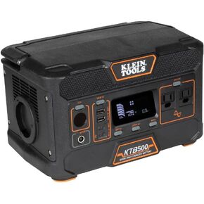 Klein Tools KTB500 Portable Power Station, 505Wh Lithium-Ion Power Station, 120V/500W Pure Sine Wave AC Power, Solar Panel Compatible