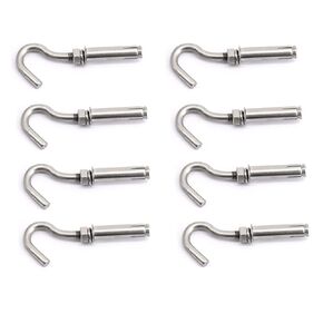 8X NUZAMAS M8 Expansion Screw Bolts Open Cup Hook 304 Stainless Steel Anchor Bolts with Open Hook Sleeve Screw for Wall Masonry Concrete Expansion Heavy Duty Bolts