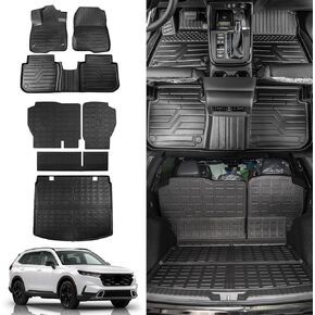 Rongtaod Vehicle Mat, 2017-2022 Honda CR-V Cargo Liner Trunk Mat & Floor Mats, TPE All Weather, 5 Pieces, Custom Fit, Easy-to-Clean
