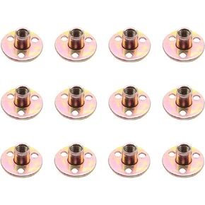 Tayffency 5Pcs M12 Brad Hole Tee Nut Zinc Plated Carbon Steel 3-Hole Round Base Screw-in T-Nuts Furniture Hardware Flange Insert Female Thread for Wood Furniture