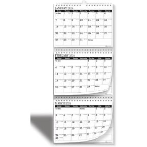 3 Month Calendar 2024-2025, Move-a-Page, Monthly, Vertical, Jan 2024 - Dec 2025, 11x25 In, Big Ruled Daily Blocks, Julian Days, Week Number, Minimalist, Busy Families, Office