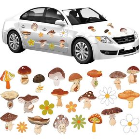 24 Pcs Car Magnet Mushroom Flower Car Magnet Cute Mushroom Magnet Magnetic Funny Car Magnet Reuseable Car Magnet for Car Vehicle Refrigerator Accessories