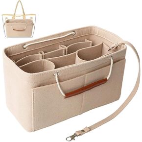 D.DUO Tote Organizer Insert, Purse Insert for Handbags, Tote Bag Organizer with 11 Pockets，Suitable For Neverful Speedy and More(Beige, L)