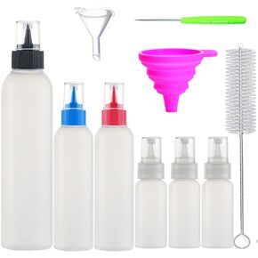 morneve Writer Bottles, Squeeze Bottle for Cookies Icing Cake Decorating Coloring Cookie Cutters Baking Decor Pancake Applicator Bottle with Funnel Brush, 1/2/4 OZ 8PCS Set