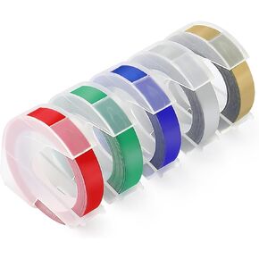 5 Rolls Compatible with DYMO Embossing Label Maker Refills 3/8 Inch 3D Embossing Black Tape for 1741670 DYMO Label Maker Organizer Xpress Pro 12965/12966 Office Mate II