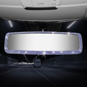 إكسسوارات السيارة الوردية اللامعة للنساء، مرآة رؤية خلفية داخلية من حجر الراين اللامع، مشبك ألماس كريستالي لامع بزاوية واسعة على مرآة المراجعة للنساء والفتيات هدية (وردي) in Kuwait