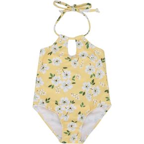 LIZENS Girls' Swimwear Halter one Piece Neck Wrap Beach Bathing Suit for Girls Tie Toddler Cute Kids Swimsuit