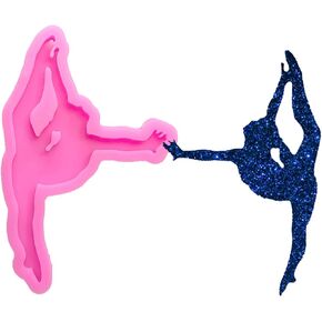 Shiny Glossy Ballet Dancing Girl Shape Silicone Molds for DIY Craft Keychain Polymer Clay Mold Epoxy Pendant Resin Crafting Making Cake Decoration Fondant Mould