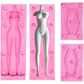 3D Woman Nude Clay Mold Female Doll Nudity Naked Full Body Silicone Molds Kit for Fondant Cake Decorating Polymer Clay Crafting Tools Supplies