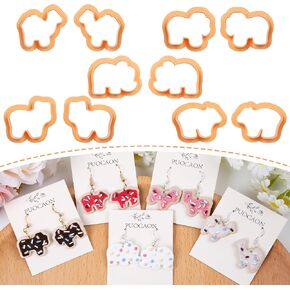 Puocaon Animal Polymer Clay Cutters - 10 قطع من قواطع الطين لأقراط طين البوليمر، قواطع طين إطار الحيوان لمجوهرات طين البوليمر، قواطع أقراط طين الدب الجليدي، قواطع مجوهرات من الطين بإطار الجمل