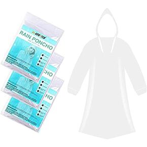 CHGANG Rain Ponchos,Disposable Rain Ponchos For Adults With Drawstring Hood Emergency Disposable Rain Ponchos Family Pack For Adults,Clear （3 Pack）