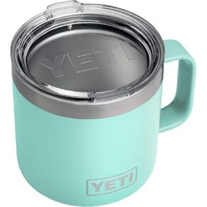 مج من YETI Rambler معزول بتفريغ الهواء من الفولاذ المقاوم للصدأ سعة 14 أونصة مع غطاء