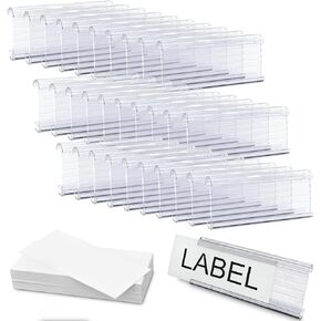 Wire Plastic Shelf Label Holders, Plastic Rack Label Clip Holder for Home, Office Compatible with Metro 1-1/4 inch Shelves, 30pcs (Label Paper Included) (6 Inch)