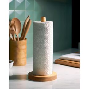 KitchLife Wooden Paper Towel Holder Countertop, Upgraded Size for Jumbo Roll, 2 Pack - Solid Beechwood Paper Towel Dispenser Stand with Anti-Skid Base