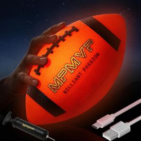 كرة القدم MPMVP Glow Dark Light-Up - كرة قدم LED قابلة للشحن عبر USB - حجم صغير - ألعاب مغلفة بالهدايا للأطفال والأولاد والشباب والألعاب الداخلية والخارجية