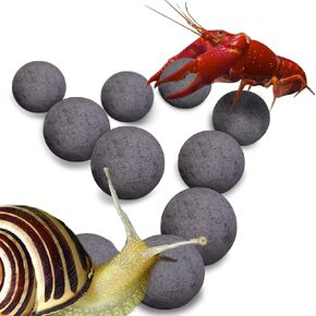 SunGrow Snail and Crayfish Energy Balls, Enhance Color, Calcium-Rich Gray Pearls for Invertebrates, Functional and Beneficial Aquarium Decor, 10-Pieces per Pack