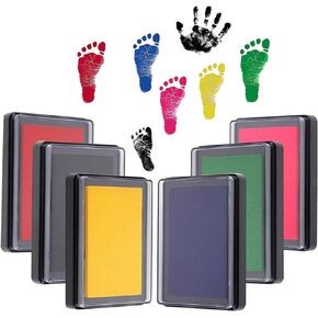 6pcs Reusable Ink Pad for Baby Handprints and Footprints Infant Hand Foot Stamp Pads Easy to Wash Off
