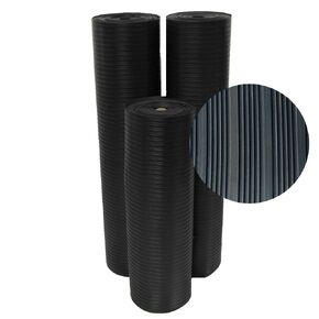 Rubber-Cal 03_167_W_CO_10 Composite Rib Corrugated Rubber Floor Mats, 1/8" Thick x 3' x 10' Roll, Black