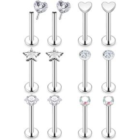 Prjndjw 20G 18G 16G أقراط ترصيع مسطحة الظهر الجراحية الفولاذ المقاوم للصدأ مجوهرات لابريت مونرو حلقات الشفاه الغضروف الزنمة الحلزون دفع الأنف الدائري ميدوسا ثقب المجوهرات للنساء الرجال 3 مم in Kuwait